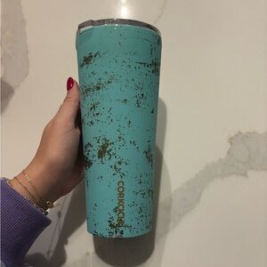 Corkcicle Aqua and Gold Tumbler